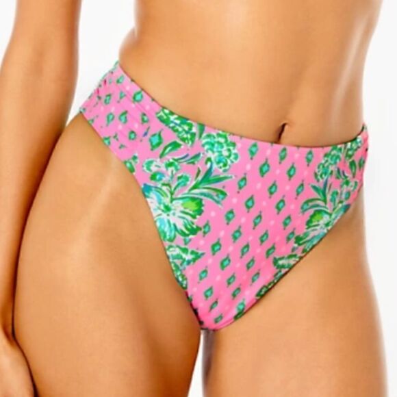 Lilly Pulitzer High Waisted Clancy Bikini Bottoms Oh Diamond Girl Engineered - Picture 11 of 11